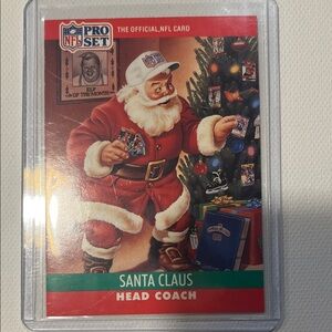 1990 Pro Set Santa Claus Head Coach Trading Card SHORT PRINT #1990